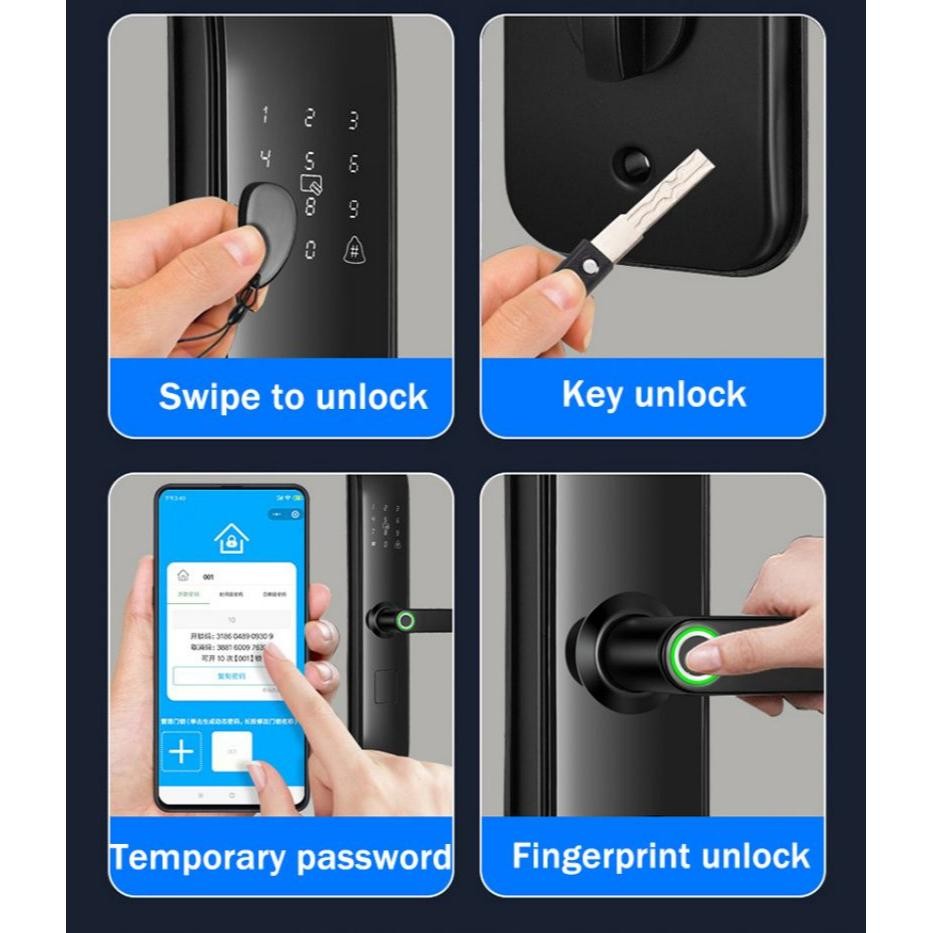 Premium Kunci Pintu Sidik Jari Smartlock Kunci Pintu Digital Kartu Password Smart Door Automatic Hig