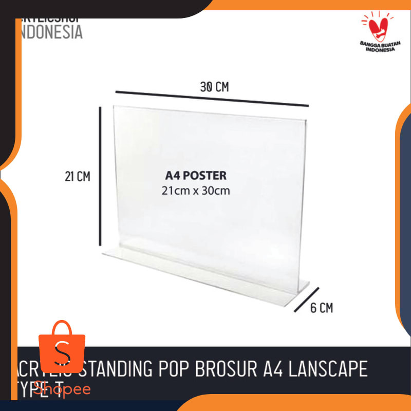 

Murah Akrilik Tempat Brosur A4/Tent Card Holder Lanscape 2sisi A4 TypeT Keren