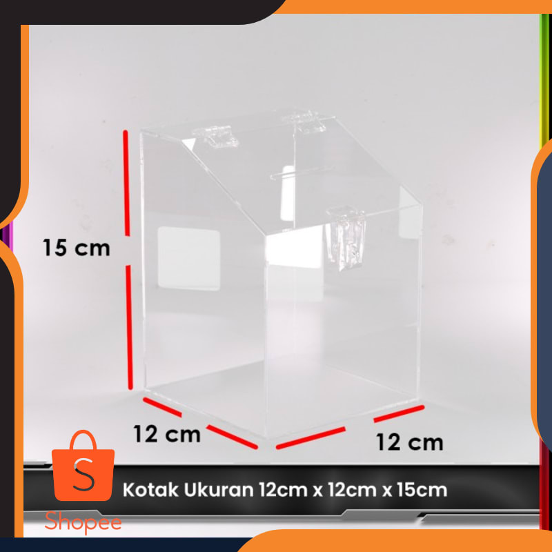 

Promo Kotak Amal Acrylic/Kotak Saran Akrilik Model Miring 12x12x15 cm - Bening Keren