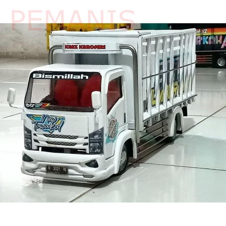 Miniatur Truk Oleng Kayu New Tawakal 5 Putih Cod