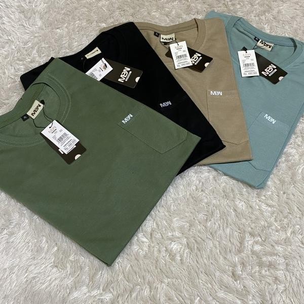 Paket 4 Pcs 100 Ribu Kaos Polos Poet Saku Pria Wanita Mbn L Xl Xxl | Kaos Distro Cowok Polos Saku Ka