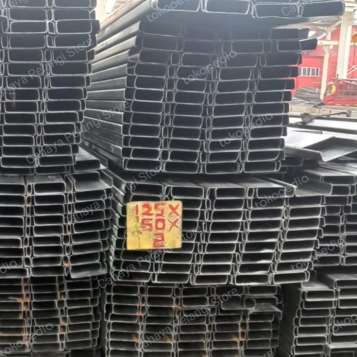 Besi Cnp 125 X 50 X 2Mm / 2.3Mm / 3.2Mm Panjang 6 Meter Kanal C Besi Ready