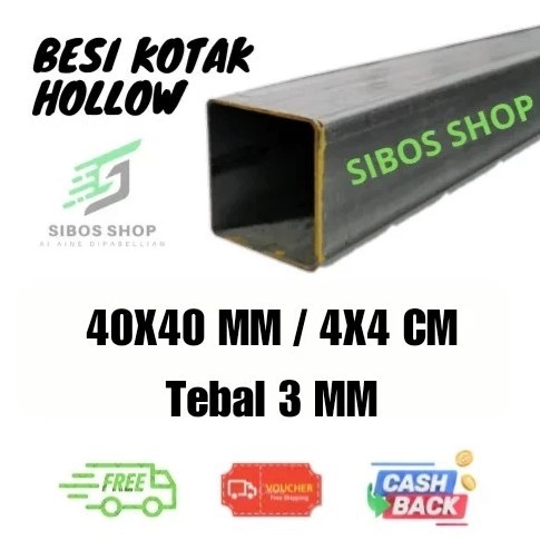 Besi Kotak Hollow Tebal 3Mm Uk 4X4 Cm / 40X40Mm) Panjang Bisa Custom Holo Hollo Restock