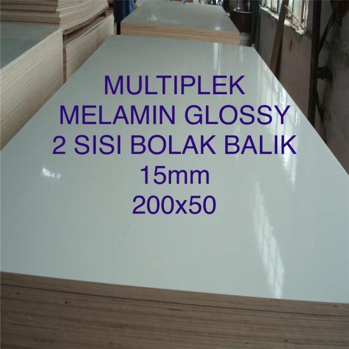 Haehae Triplek/Multiplek Melamin Putih Glossy (Bolak Balik) 15Mm 200X50 Cm