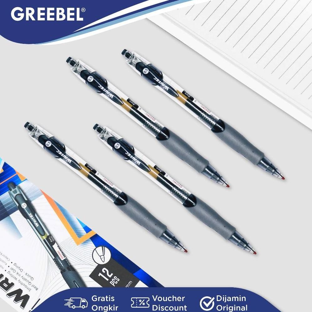 

RHH-1823 GREEBEL GEL PEN GP-503 WRITEC 0.5 Black Pulpen Gel / Pulpen Greebel / Pen Gel / Ballpoint Gel Hemat