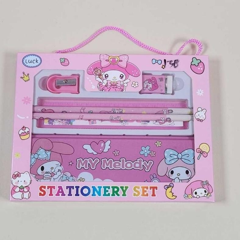 

er-79 SET ALAT TULIS SANRIO VIRAL SET 6 IN 1 STATIONERY SET KOTAK PENSIL ANAK SET Original
