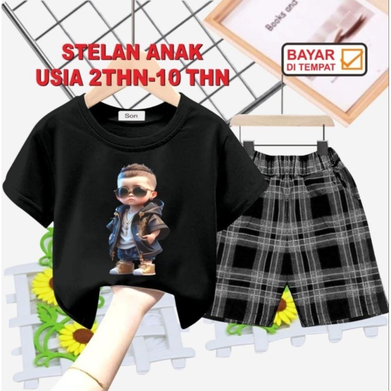 Setelan Anak Laki2 Atasan Bawahan Cowok t Wanset Kids Kekinian Korean Style Fashion Anak2 Setcelan T