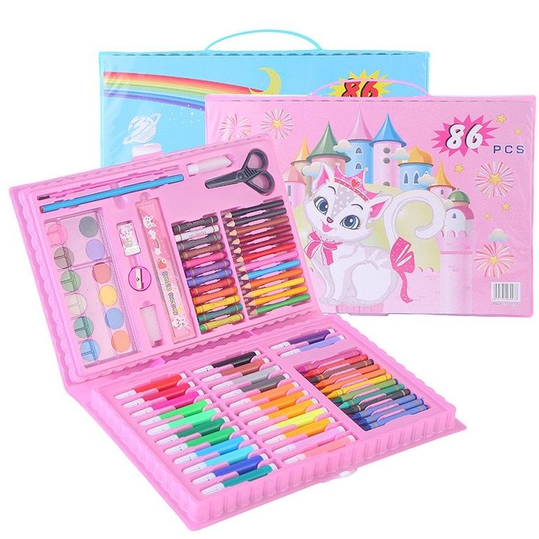 

fgk-45 Stationary Set isi 86 pcs Pensil Crayon Warna Cat Air / Perlengkapan Sekolah Menggambar Anak / Alat Warna Termurah