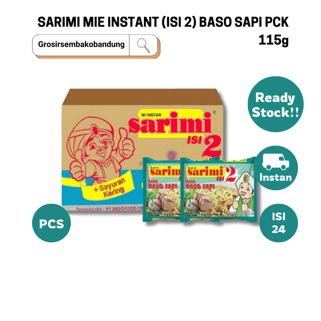 

SARIMI MIE INSTANT (ISI 2) BASO SAPI PCK 115g - 1 Dus - Kota Bandung