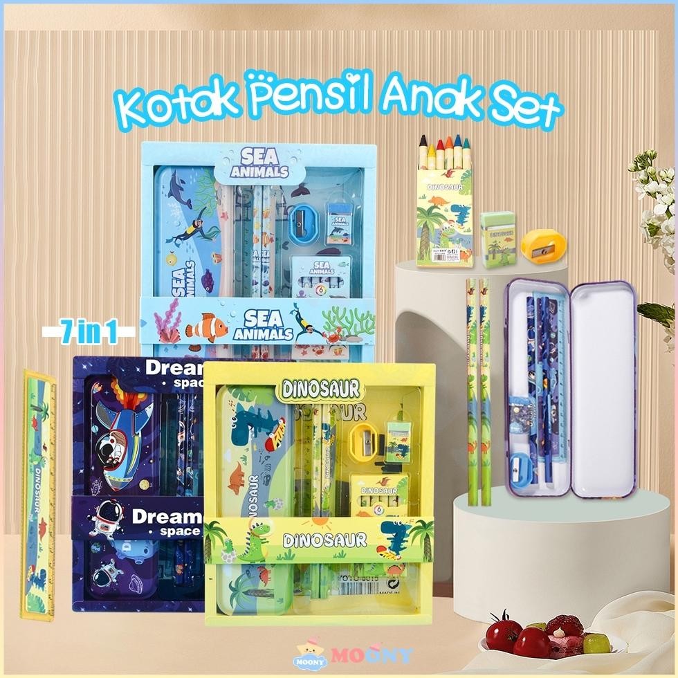 

Promo! Moony Sekolah kotak pensil Alat tulis lengkap Stationery untuk hadiah anak Kotak pensil anak set Sale