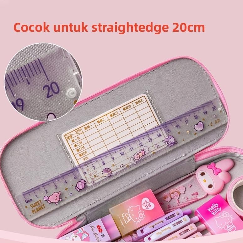 

tre-57 CODSanrio Pu Large Capacity Pencil Case Kawaii Hello Kitty Cinnamoroll Melody School Pencils Bag Pouch Pen Case Supplies Stationery Original