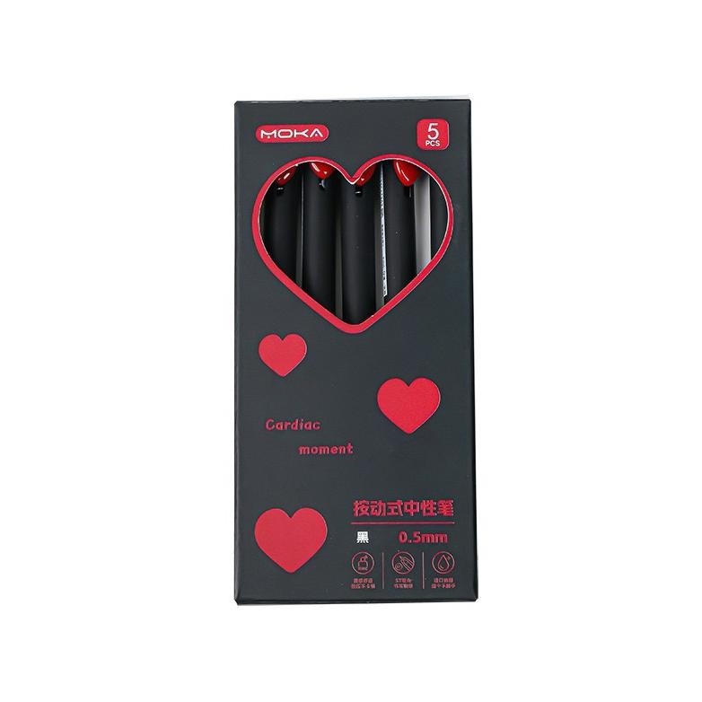 

Hot Sale 5pcs Set Pulpen Gel Lucu Heart Pen Kawaii Aesthetic Tinta Hitam Viral