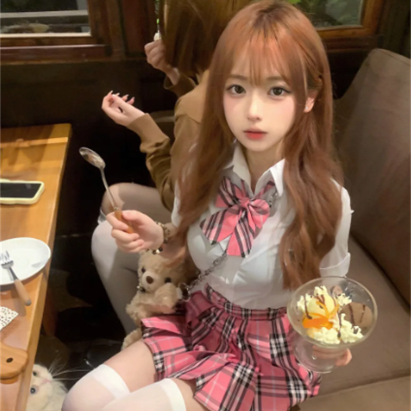 [Kue ceri] Seragam Anak Perempuan Pengurang Usia Manis Jepang Populer Kemeja Lengan Pendek Kerah Pol