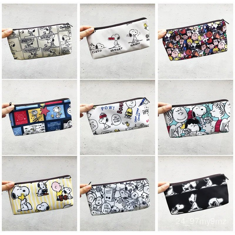 

12 pcs/lot Kawaii Snoopy Pencil Case Cute Pencil Box Stationery Pen Bag Stationery School Supplies OHSD