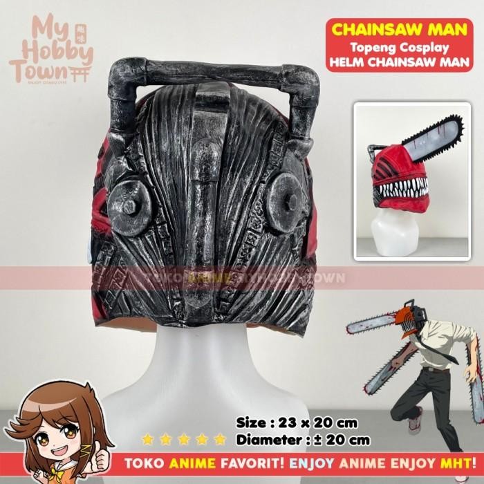 Topeng Anime Cosplay Kepala Chainsaw Man Denji Mask Hat Helmet Helm