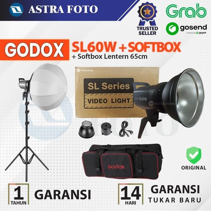 TERBARU - Paket Godox SL60w + Softbox Lantern 65cm + Lighstand - SL60 - SL 60 W