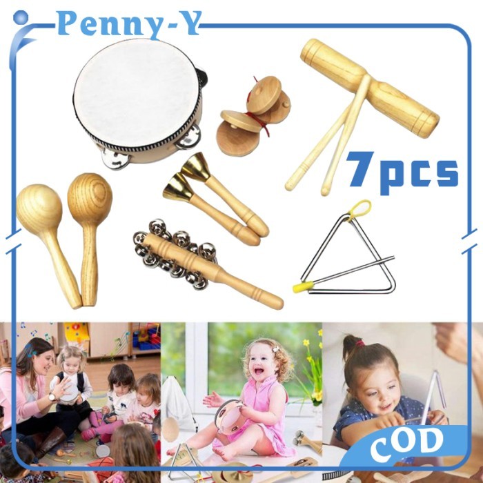 DISKON 7pcs Alat Musik Perkusi Anak Alat Musik Drum Mainan Alat Perkusi Anak