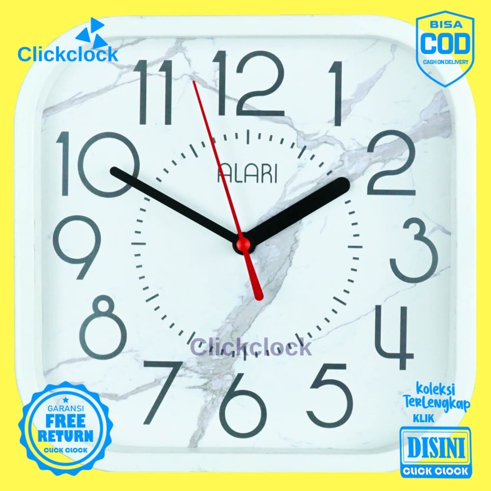 Jam Dinding Analog Marble Granit Minimalis Putih AL1239-5454 Besar Dekorasi Dinding Murah