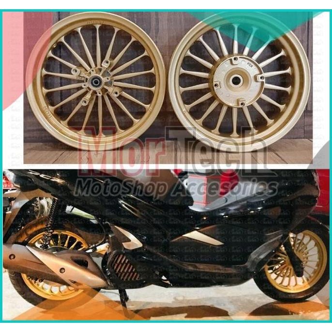 Velg Pelek Racing V Rossi galaxy model Daytona PCX New Lokal 150 Gold