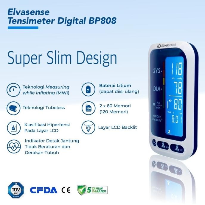 Tensimeter Digital Elvasense Tubeless - Bp808 Tensi Digital Elvasense Berkualitas