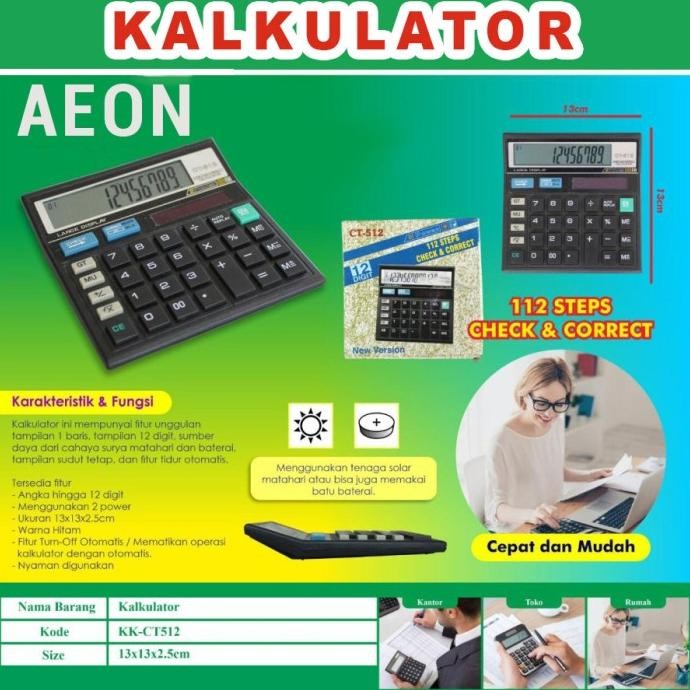 

TU26 Kalkulator Calculator Model Citizen CT512 CT 512 12 Digit Murah