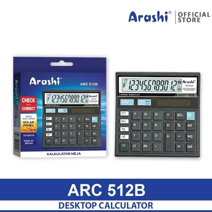 

qw-45 Kalkulator Calculator 12 digits Arashi ARC 512B 512 B Berkualitas