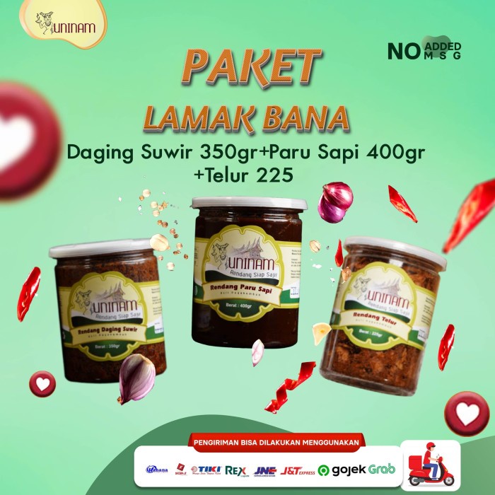 

Rendang Daging Suwir + Rendang Paru Sapi + Rendang Telur Bestseller Daging