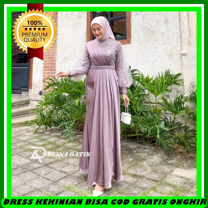 Baju Pesta Wanita Muslim Mewah 2023 Model Terbaru Gams Muslimah Dress Korean Style Hijab Dewasa Dres