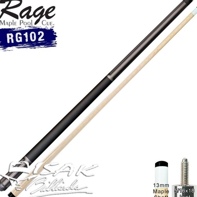 Rage RG102 Pool Cue - 13 mm Maple Billiard Stick Stik Biliar Players