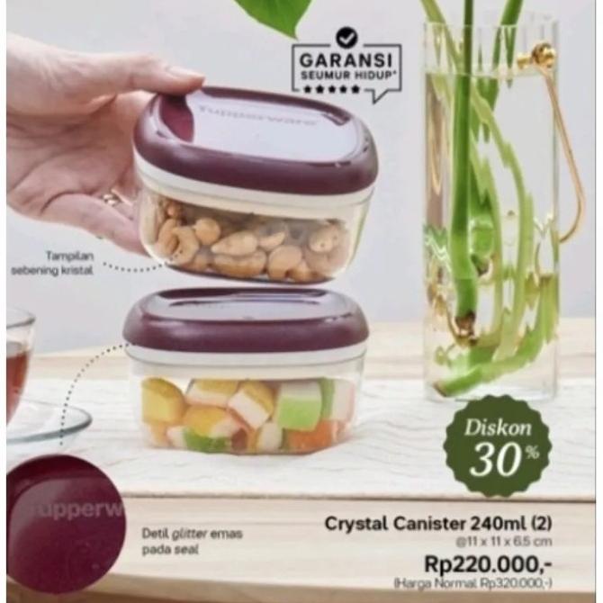 Tupperware Crystal Canister Toples Cristal 2Pcs Harlannewstore