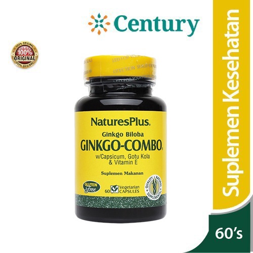 Nature's Plus Ginkgo Combo 60 Kapsul/Ginkgo Biloba/Suplemen Otak/Daya Ingat/Konsentrasi/Antioksidan