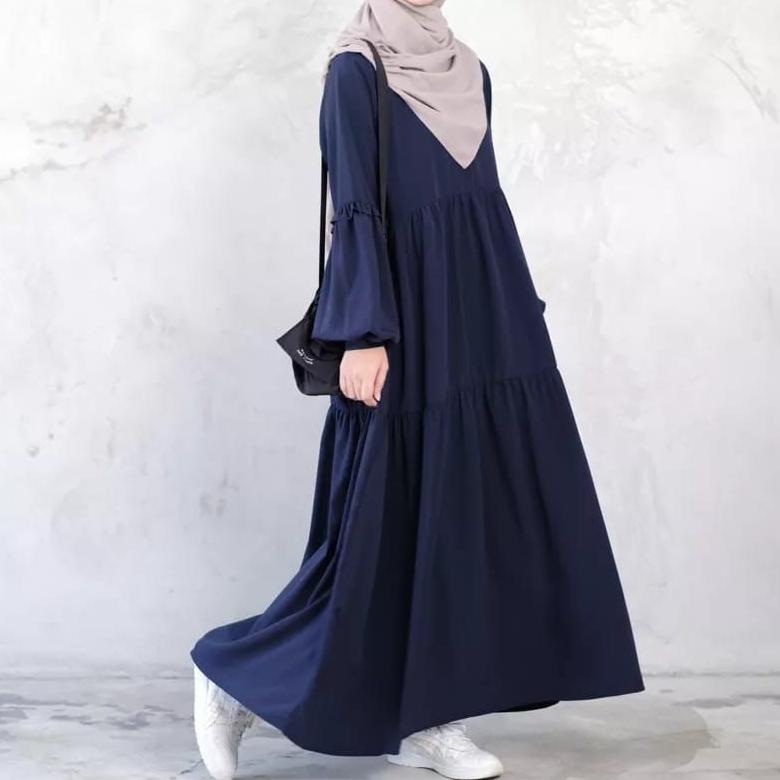 BIG SALE [ BEST SELER ] Baju Gamis Remaja Dewasa Zakia Midi Dress Busui Cringkel Premium Imfort M XL