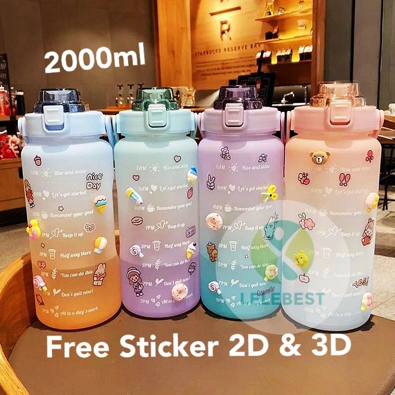 Stok Terbaru.. Botol Minum 2 Liter Botol Minum Viral Botol Pelangi Botol Minum Motivasi