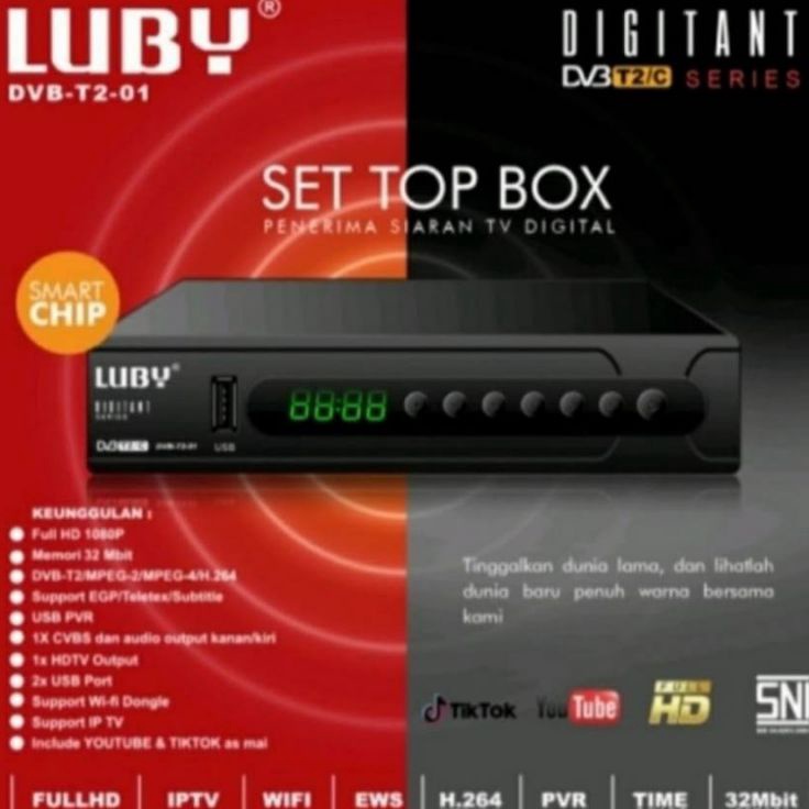 ｀ WH TV Digital Luby Set Top Box TV Digital Luby DVB-T2-02 Full HD 1080p SNI STB TV Box & Receiver T