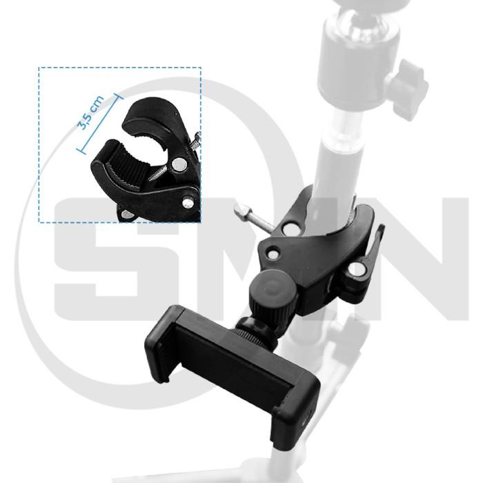 TERLARIS - CLAMP PHONE HOLDER JEPIT LIGHSTAND TRIPOD TIANG VLOG LIVE