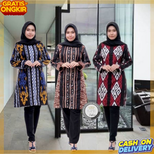 Tunika Dress Long Tuni Bqtik Tunik Wanita Putih Tnik Batik Murah Bsju Atasan Tonik Barik Ibu Ibu Yun
