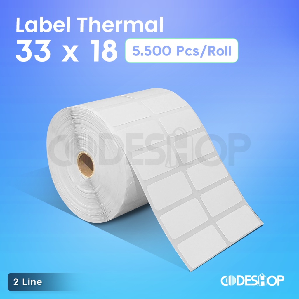 

Stiker Label Thermal 33x18 33 x 18 mm 2 Line isi 5500 Pcs Perforasi