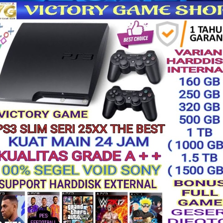 Terlaris PS3 SLIM ASLI CFW SERI 25XX - KUALITAS GRADE A / HDD/ 1.5 TB( 1500GB )/ 1TB (1000GB)/ 500GB