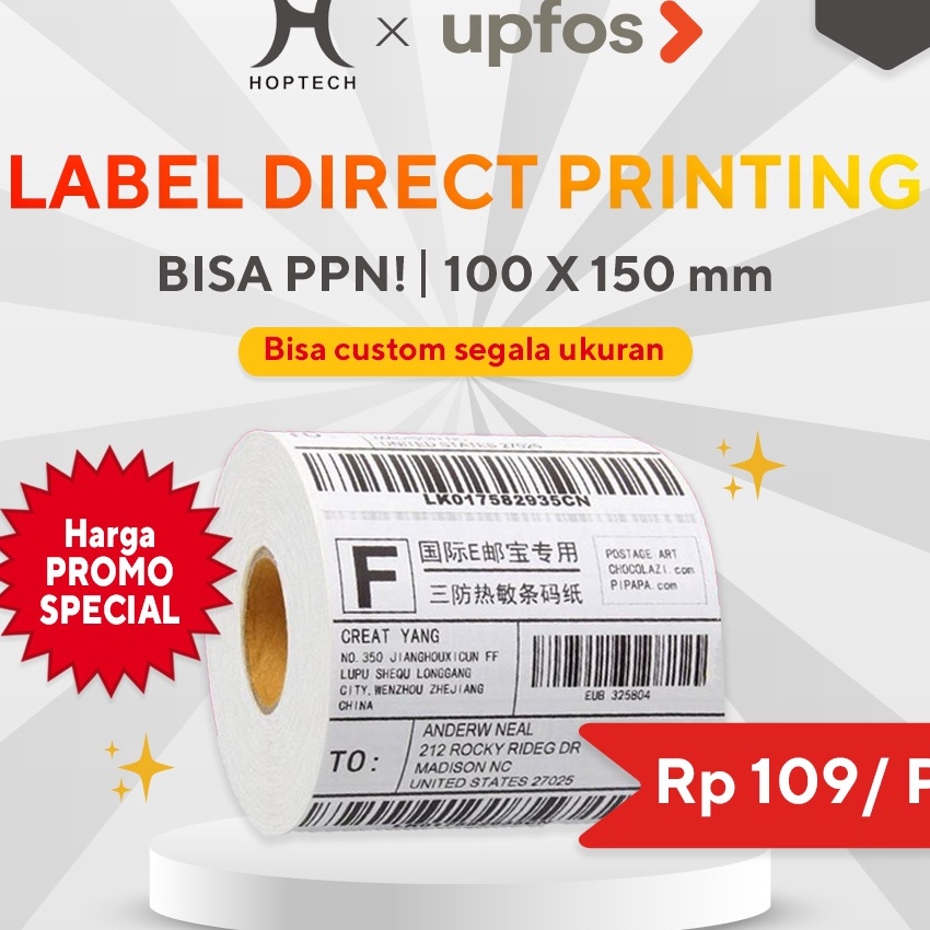 

(W☞Q ㊖P) label thermal label stiker barcode label pengiriman 100x150 / 250 pcs thermal/ top.prooduk..