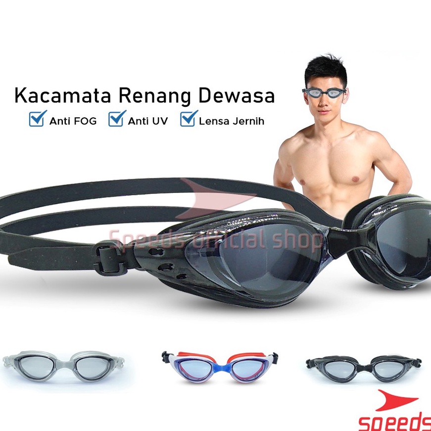 [♪-6NF❣) SPEEDS Kacamata Renang Dewasa Anti UV Fog Mirrored LX017-6100 - viral.