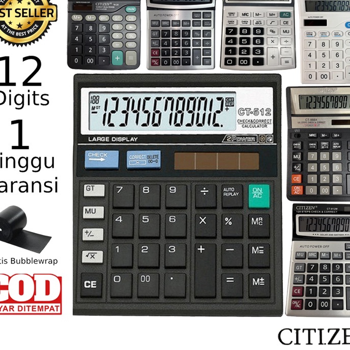 

(13R✓.M➤> Kalkulator CITIZEN 12 Digit - Calculator Check Dual Two 2 Powerpaaling.laris..!