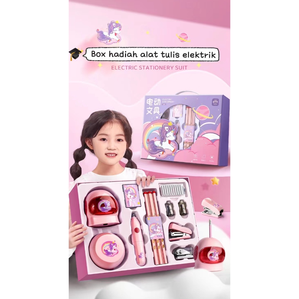 

Terkini Electric Stationery Set / Set Alat Tulis Elektrik Rautan Penghapus Vacuum Pensil 11 In 1 ELV