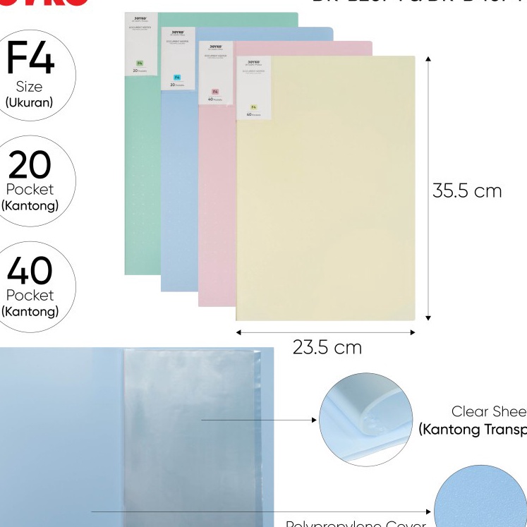 

(Q-C㊚✉12) Document Keeper Clear Holder Map File / Folder JOYKO DK F4 Pastel- trending.!