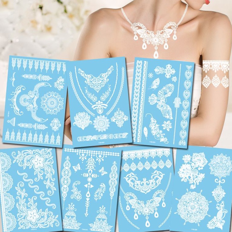 Harga Spesiall2L6x Henna tangan warna putih untuk pengantin wanita