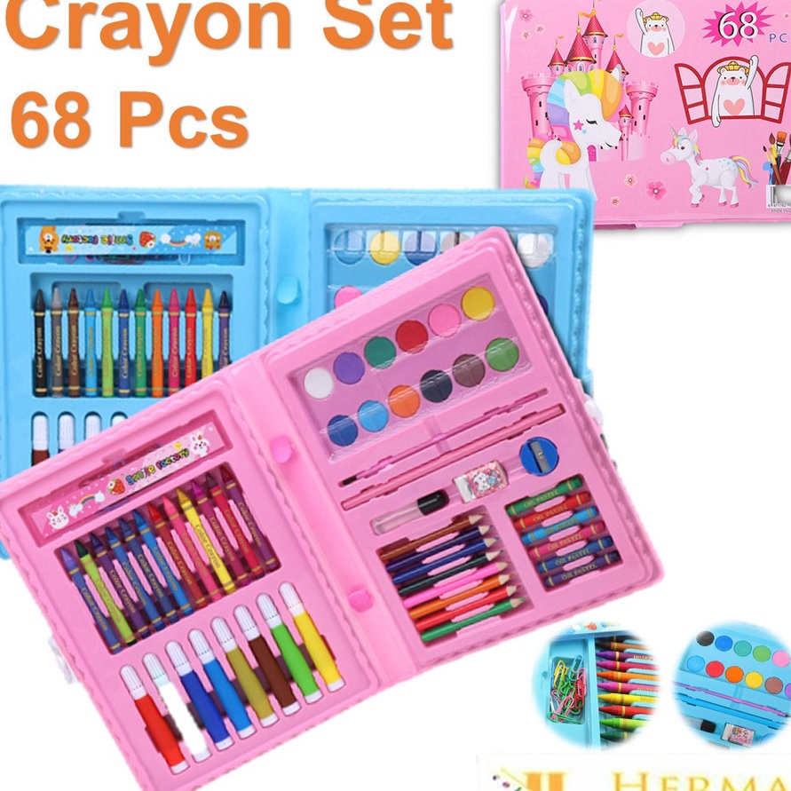 

(➲ J✓HX) HC Drawing Set 68Pcs Oil Pastel Crayon 68 IN 1 Set Krayon Mewarnai dan Melukis Lengkap dengan Cat Air Alat Mewarnai Anak Anak Bentuk Koper/ viral.!!