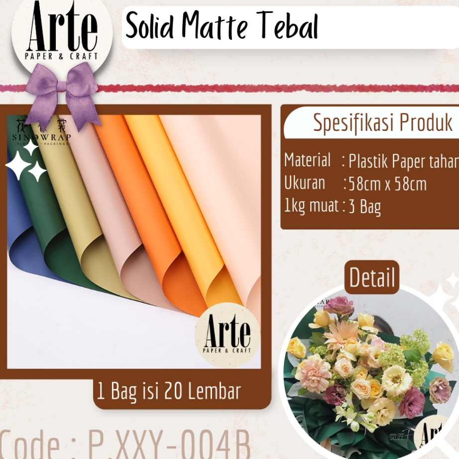 

(➛ I㊠15E) 20 Lembar Cellophane Solid Matte Tebal Sinowrap Ori Kertas Buket Bunga Korean Tebal Waterproof Flower Wrapping Paper Calor Kado Arte Grosir Florist Supply Jakarta Bekasi P.XXY-004B- paaling.laris..