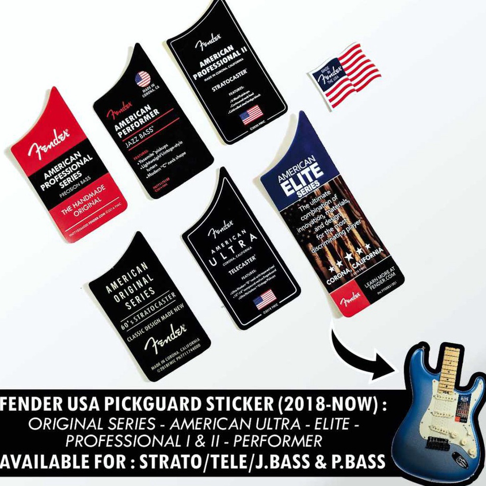 TOP SALE Fender USA Sticker Pickguard Gitar dan Bass Set Stiker Pickguard