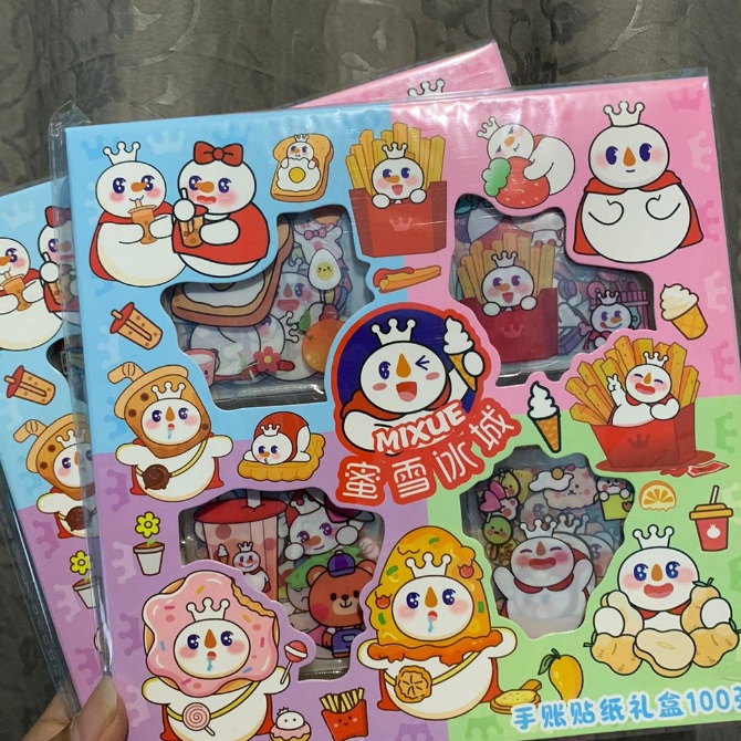 

(H✓✪.PJ> Sticker Lucu Viral Mixue Rainbow Stiker Label Hp Buku Diary Isi 100Pcs -supeer.keren..!