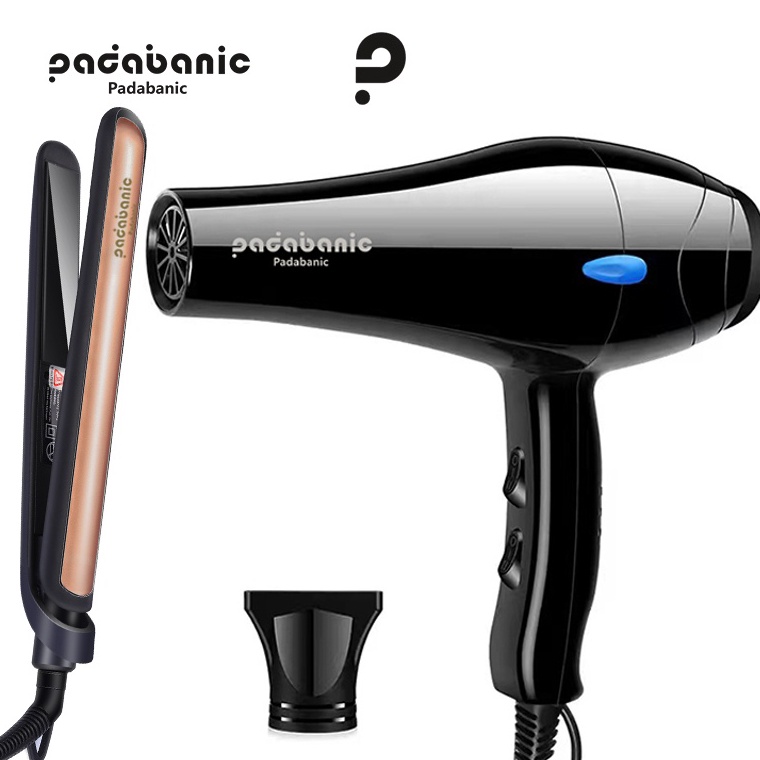 Langsung Order PADABANIC Catokan Dan Hair Dryer 800w 1 Paket Alat Catok Plat Keramik Cepat Panas Pen