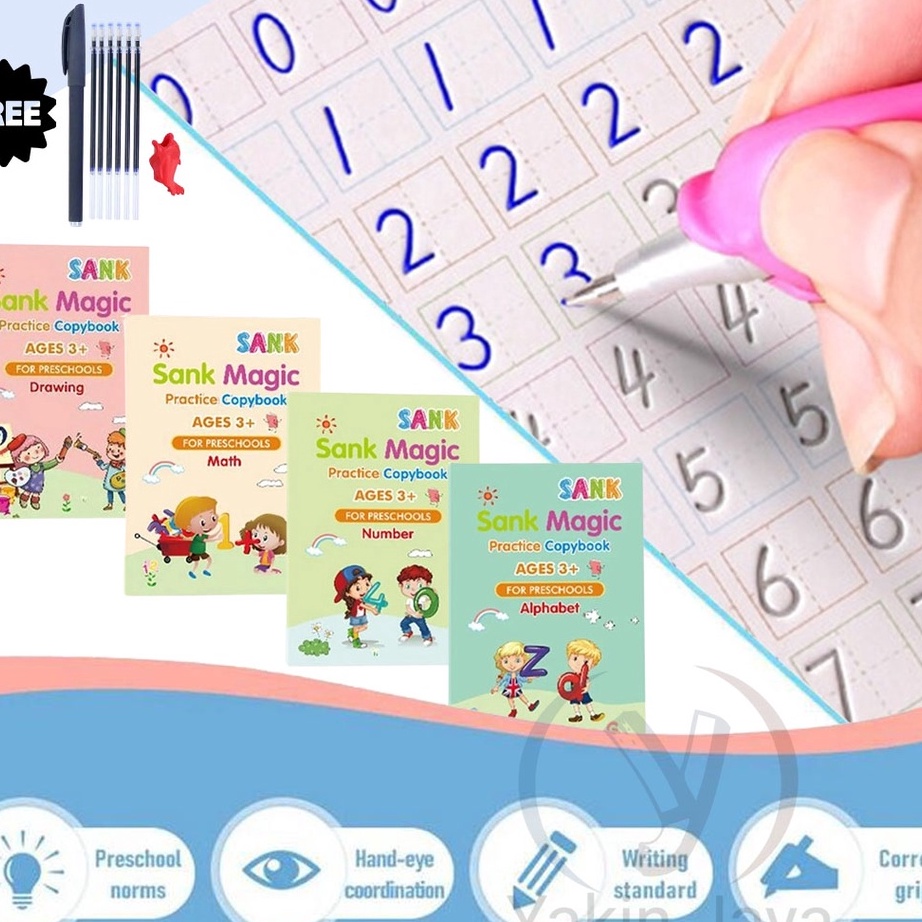 

YZVT1383 Terbaru 3.3 Sank Magic 4 set Magic Practice Book / Buku Edukasi 3D Belajar Pintar Menulis TK